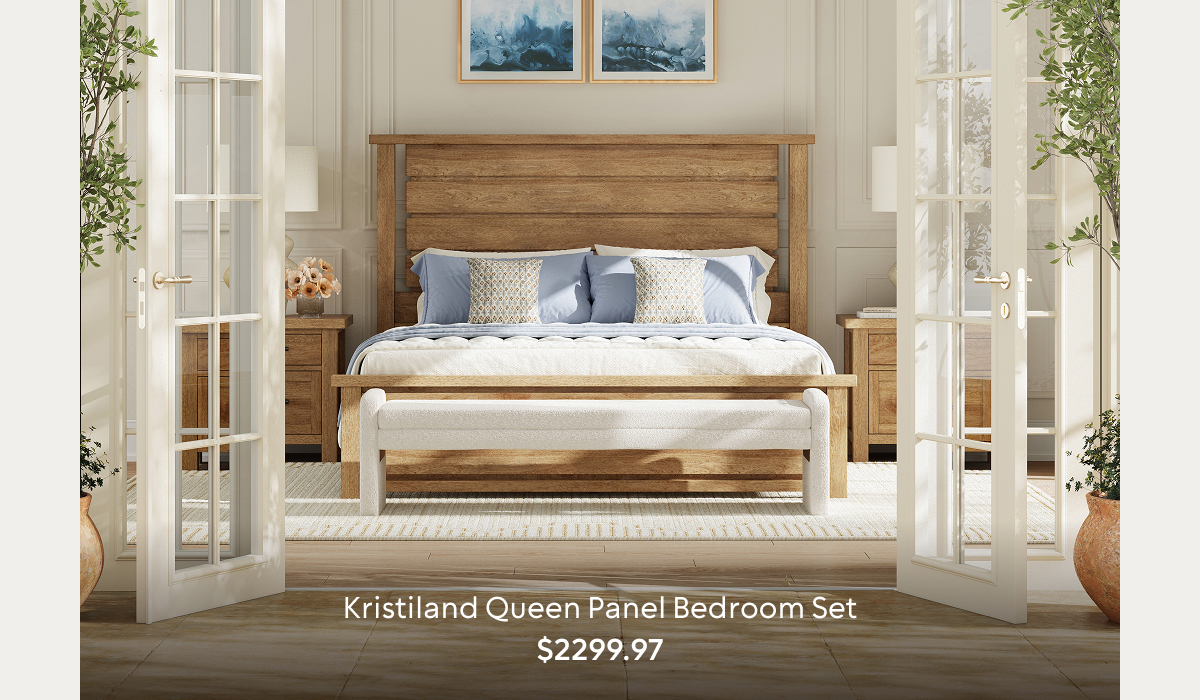 Kristiland Queen Panel Bed with Dresser and Nightstand