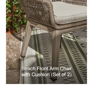 Beach Font Arm Chair with cushion (Set of 2)